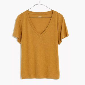 Madewell V Neck Pocket Cotton shirt S in Toffee